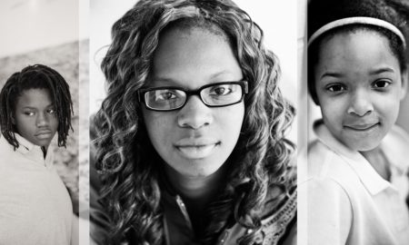 sounding the alarm: criminilization of black girls in florida report: pictures of 3 young black girls in black and white