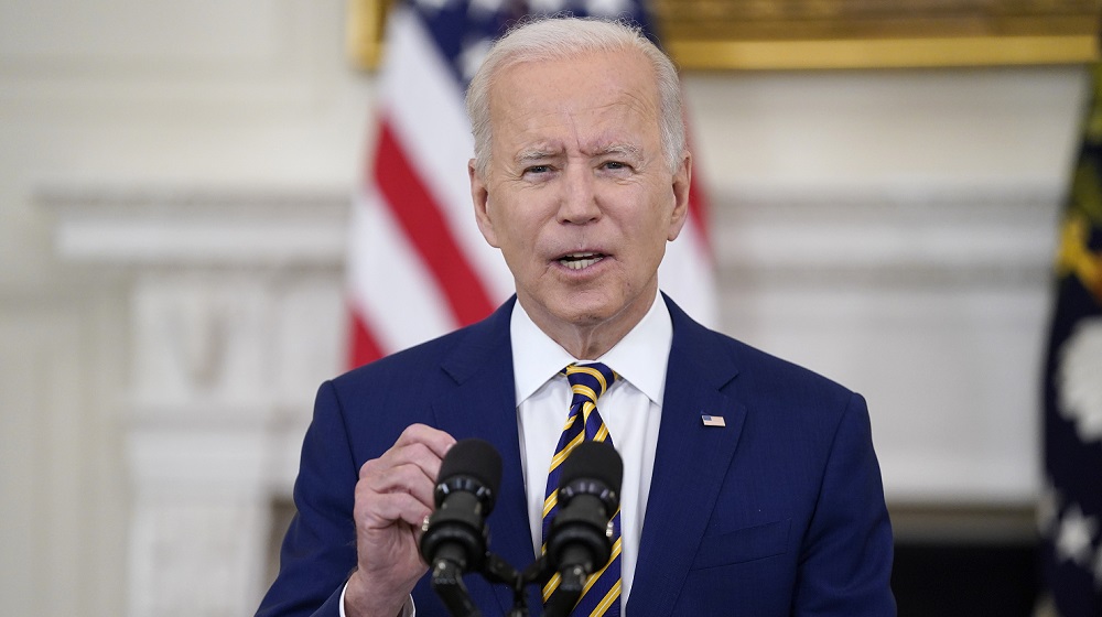 youth programs central to Biden's crime plan: image of President Biden giving speech at podium