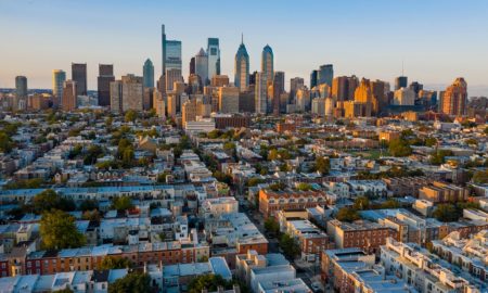 Philadelphia area low income community COVID recovery grants: view of Philadelphia neighborhoods with skyline in background