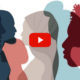 Equity and community: Illustration of several multi-colored silhouettes of people's profile headshots