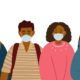 foster care pandemic aid: multi-colored illustration of youth in masks
