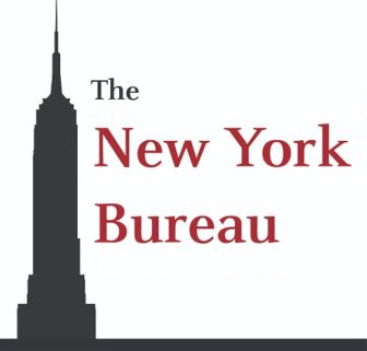 LOGO New York Bureau with black silhouette of Empire State Building and red text on white
