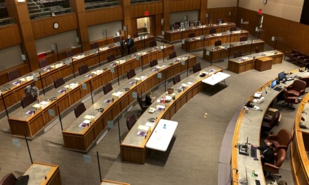New Mexico education officials miss transparency deadline: overhead view of New Mexico senate chamber