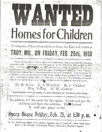 A black and white poster with the headline Homes for Children