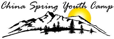 Logo China Springs Youth Camp in black and gold