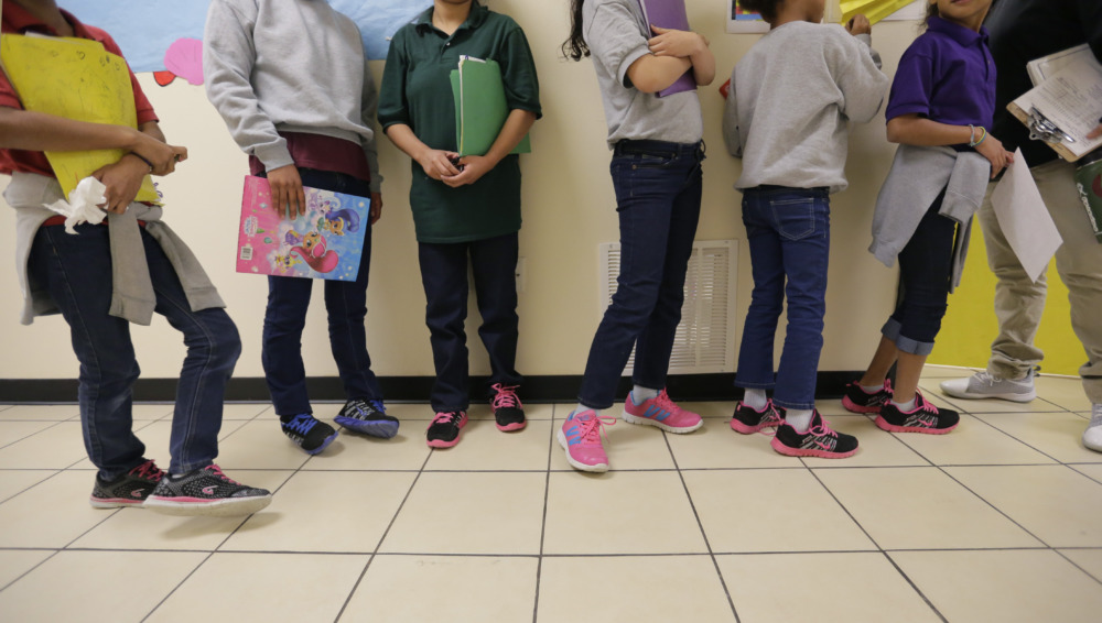SIJS status: Children stand on a tiled floor