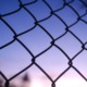 institutionalized children run: chain link fence with sunset