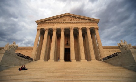 deaf student lawsuit at Supreme Court: supreme court building on overcast day looking up from bottom of steps