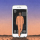 Prison College by Cell Phone: IIlustration od man in range jumpsuit walking out of cellphone the size of a doorway inti a desert landsacaoe with mountains in background at sunet with purple and orange sky
