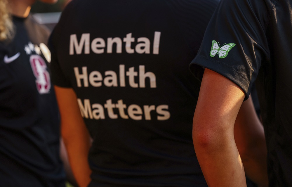 pandemic youth mental health toll unprecedented: view of person wearing black t-shit with "Mental Health Matters" on the back