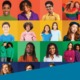 LGBTQI+ youth report: headshots of diverse people with different colored backgrounds