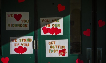 Teacher shot by 6-year-old student files $40 million lawsuit: messages with hearts on classroom door