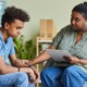 Black youth mental health and suicide: Black teen being helped by black woman psychologist