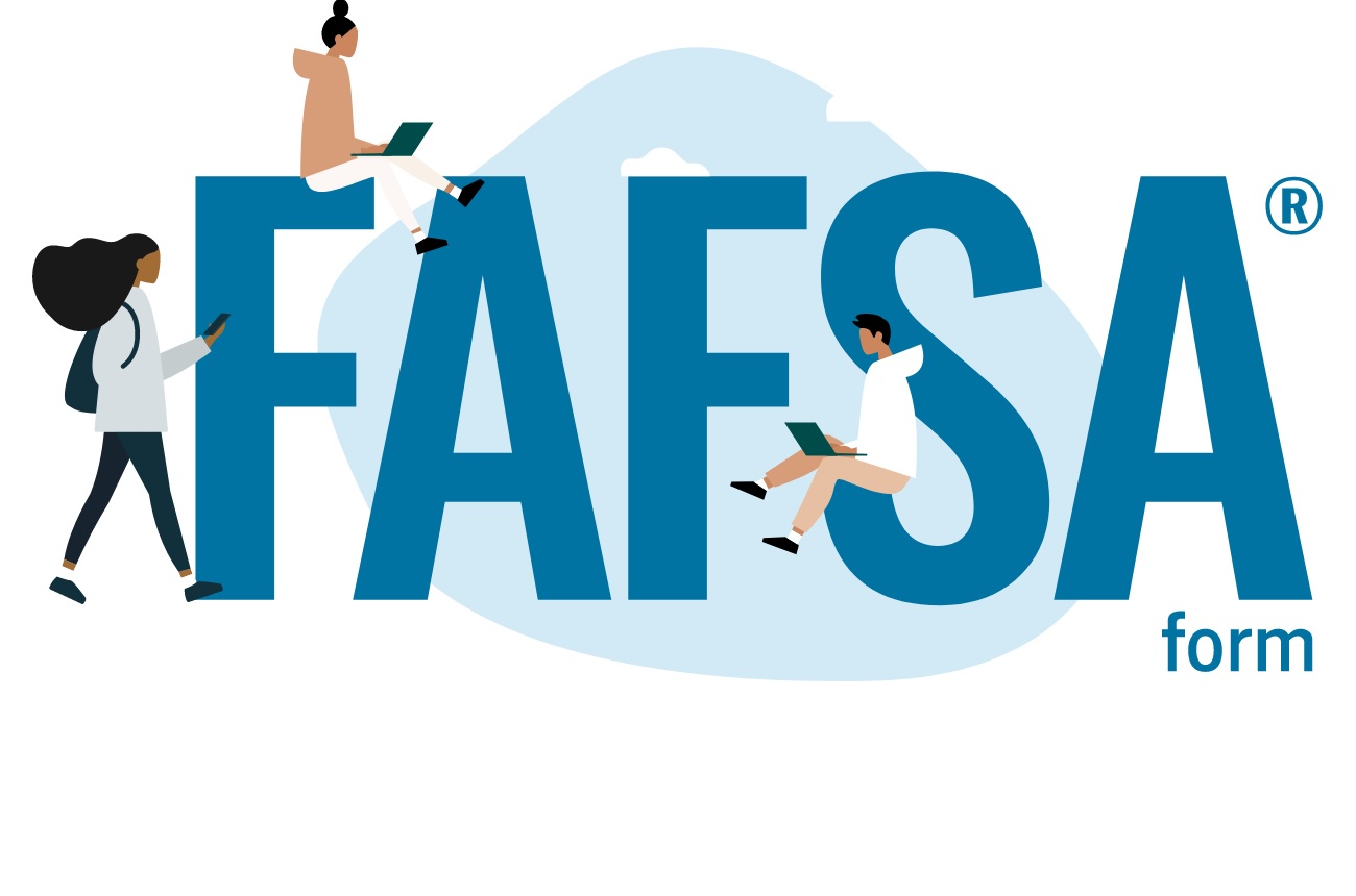 Partial FAFSA fix lets students from immigrant families apply for financial aid: FAFSA logo with blue text and illustrations of diverse students