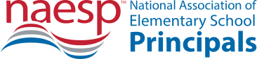 NAESP’s Principals of Color Network logo red and medium blue text and graphics on white