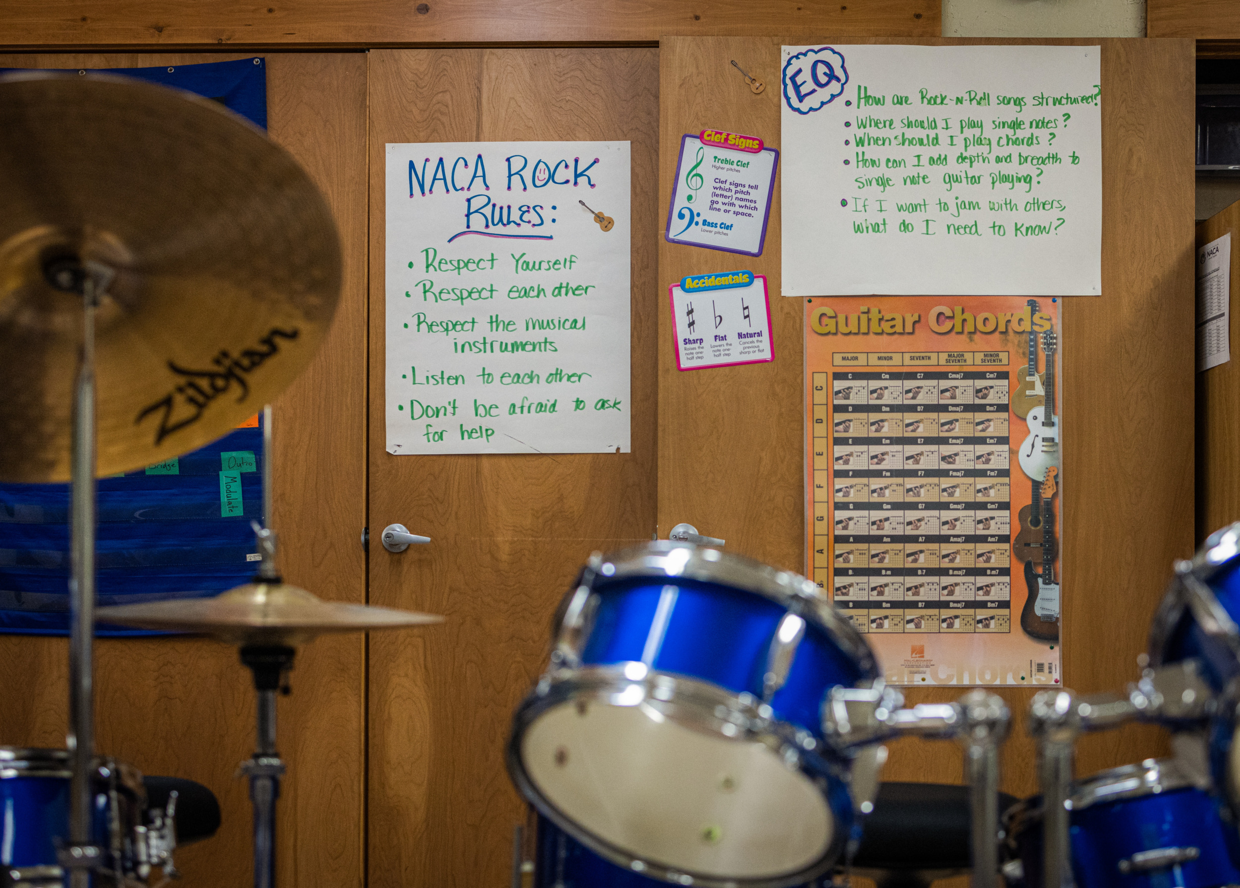 Native American Charter School; Close up of a blit drum set