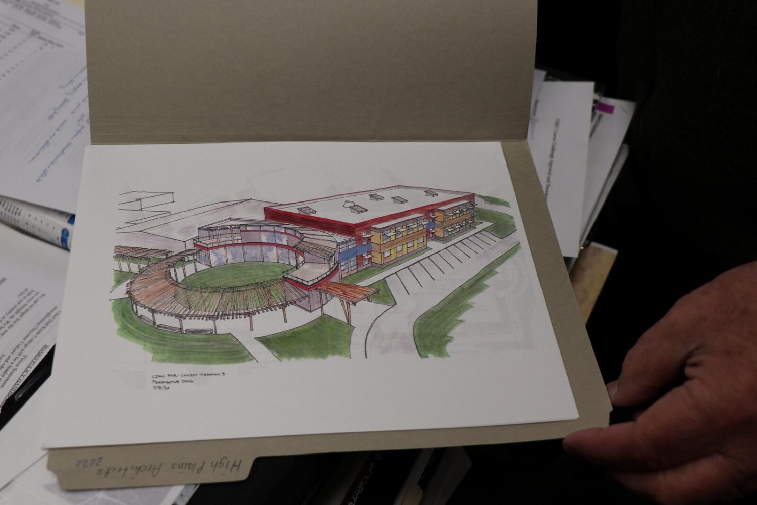 Tribal college campuses are falling apart: architectural drawing of academic building