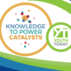 New Youth Today Publisher: Youth Today logo in lime green circle, KP Catalysts Logo in gold circle, graphic waves in blue and green