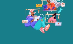 Exploring pride and support of LGBTQ+ young people in rural communities: illustrated graphic of young people of different ethnicities connecting through technology