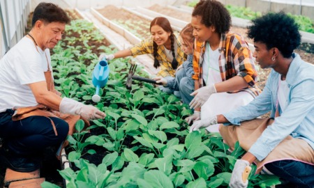 Is the youth development field confident enough about its contributions to learning to disrupt K-12 education_feature: group of youths learning from man in greenhouse