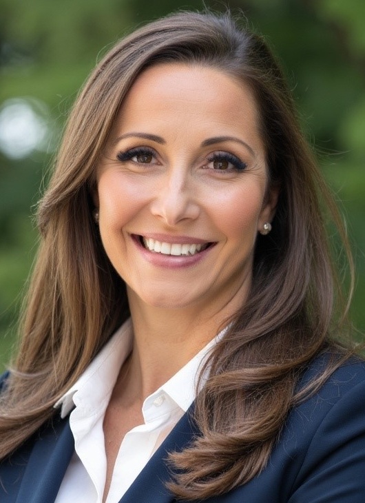 Melissa Perkins headshot: white woman with long brown hair in white collared shirt and dark blazer