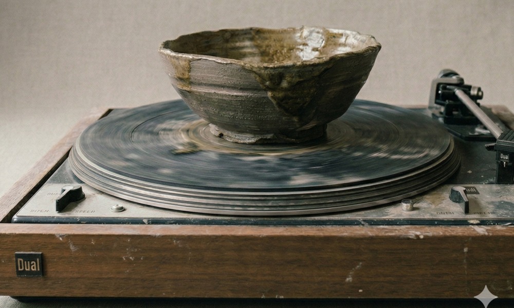 Structure, control and leaving room, youth environments _feature: image of clay pot spinning on record player