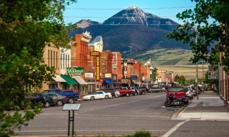 Montana community grants: view of main street of downtown Livingston, Montana