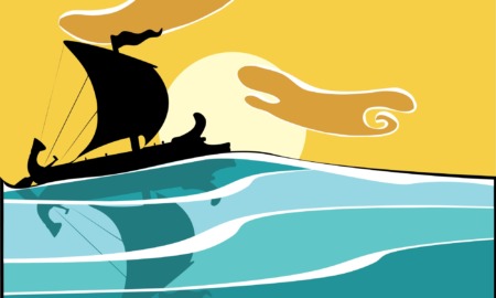The Odyssey’s epic tale of productive struggle _feature: colorful graphic depiction of Greek warship from The Odyssey sailing